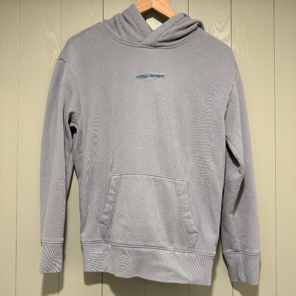 Hollister Men's Logo Hoodie Pullover Sweatshirt Light Blue - Men's XS - Picture 1 of 5